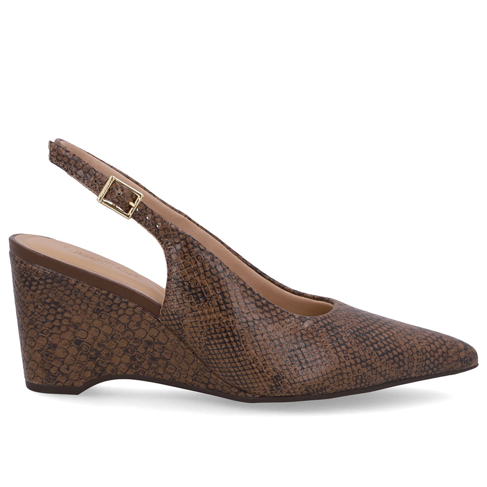 Slingback Marrom Couro Salto Anabela