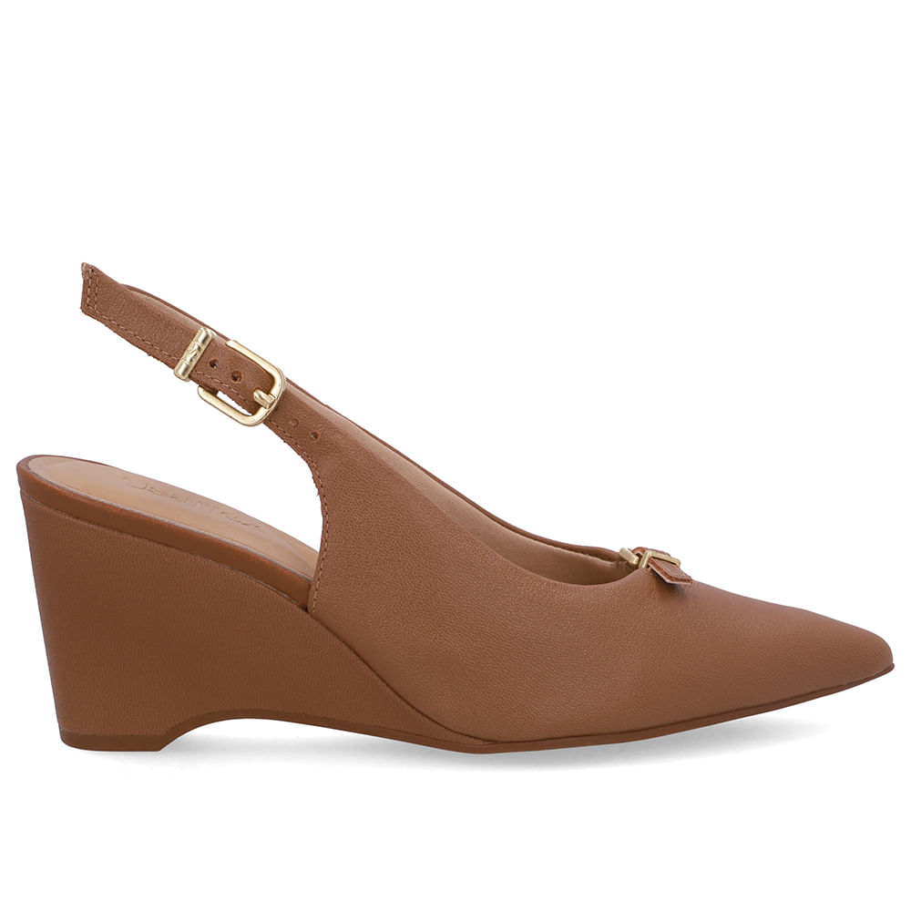 Scarpin Couro Marrom Tira