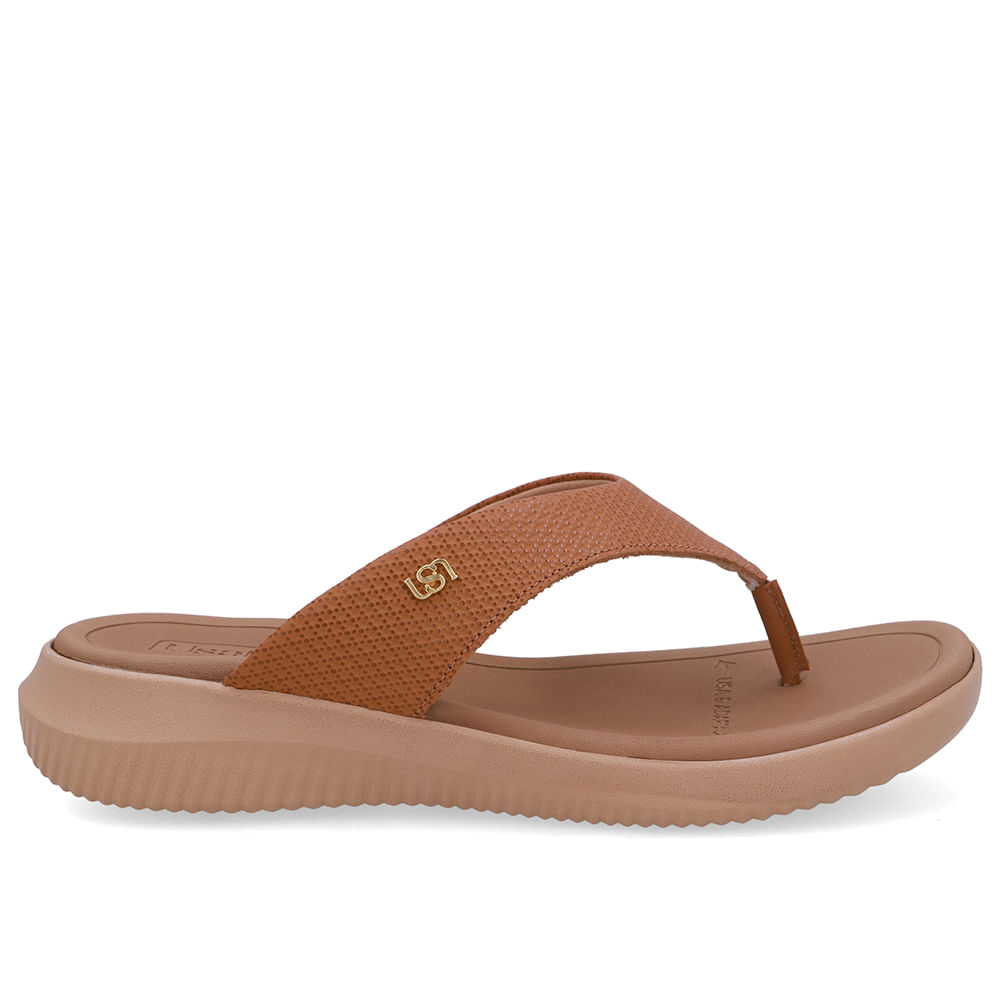 Chinelo Bico Redondo Couro Marrom