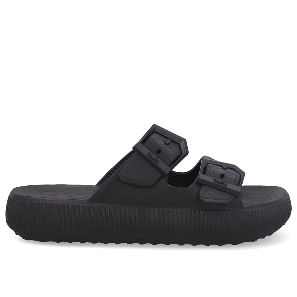 Slide Plataforma Poofy Preto Eva Fivela