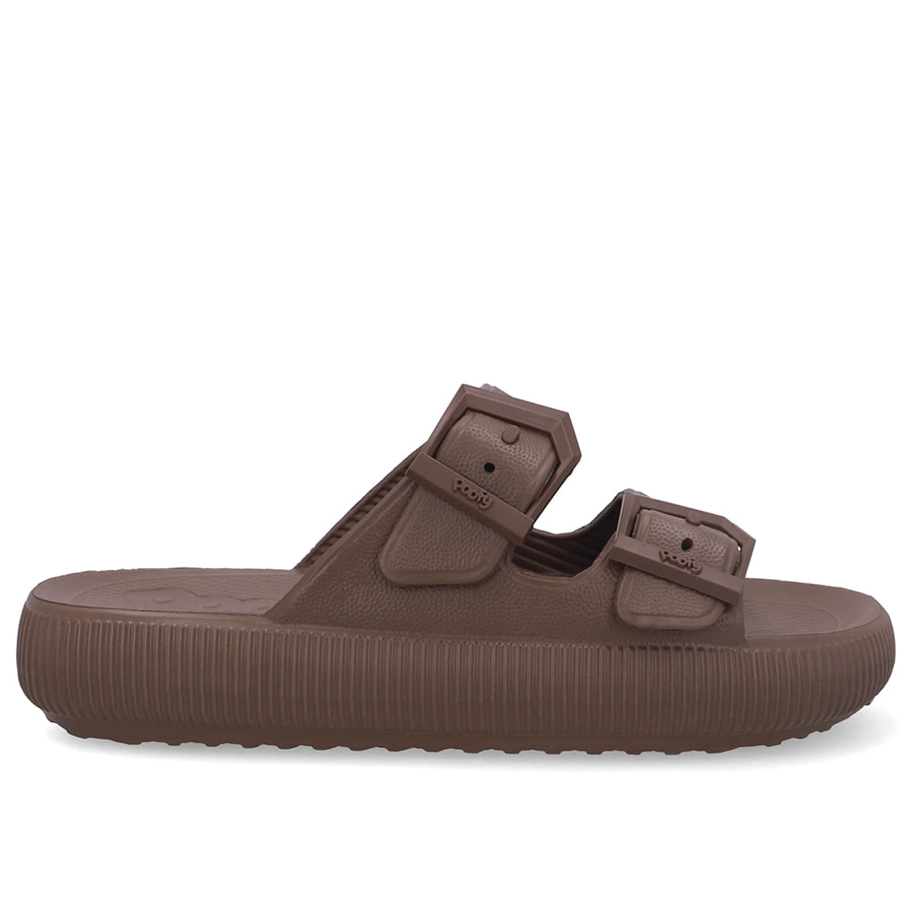 Slide Plataforma Poofy Marrom Eva Fivela
