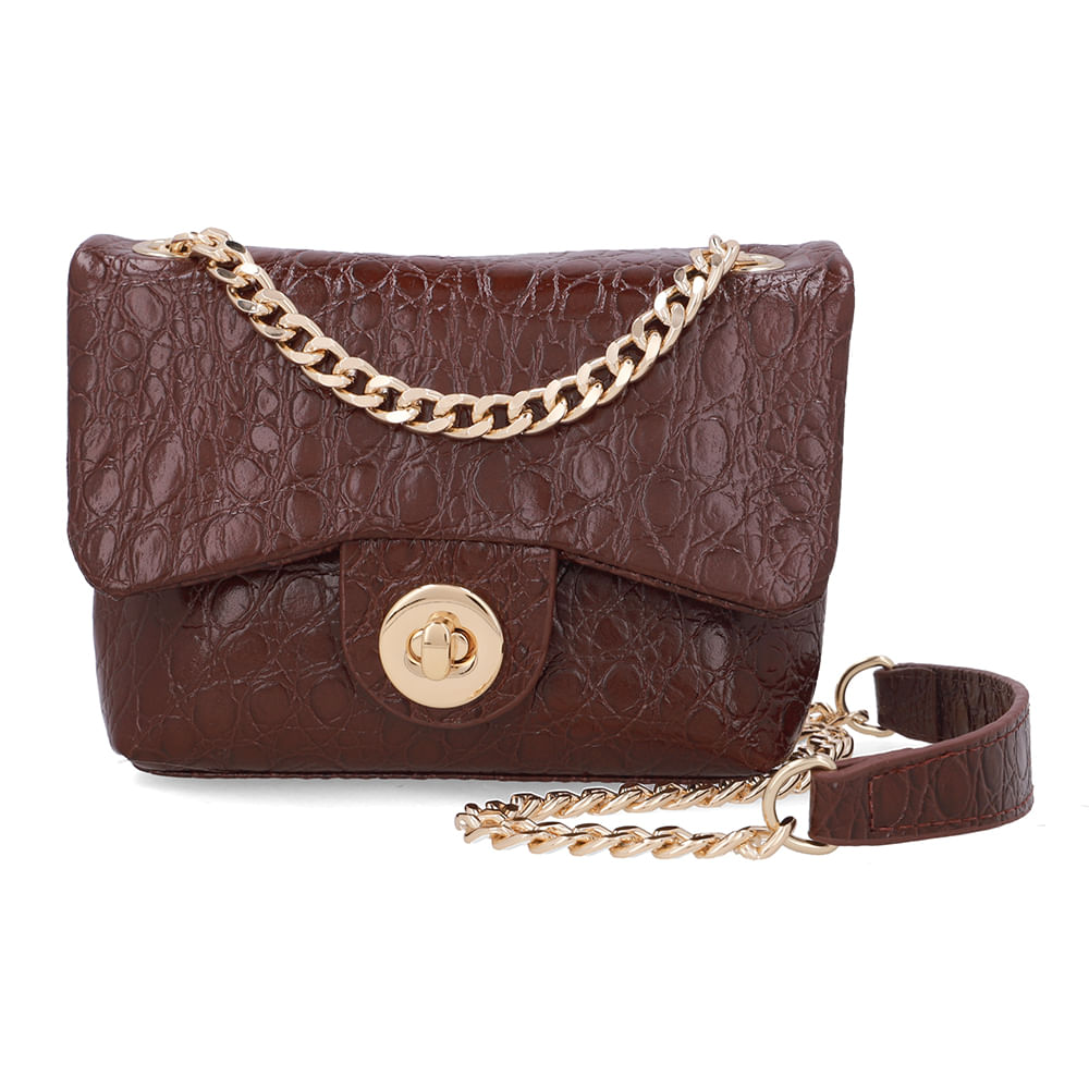 Bolsa Tiracolo Couro Croco Vermelha