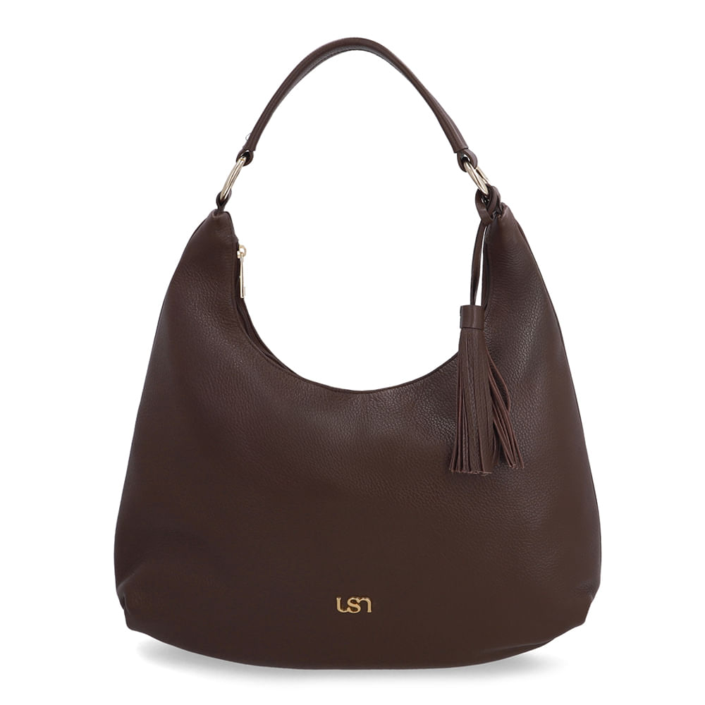 Bolsa Hobo Couro Marrom Barbicacho