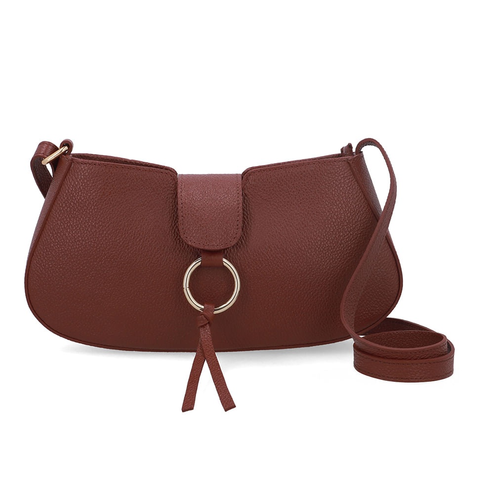 Bolsa Tiracolo Couro Vermelha Detalhe Pingente