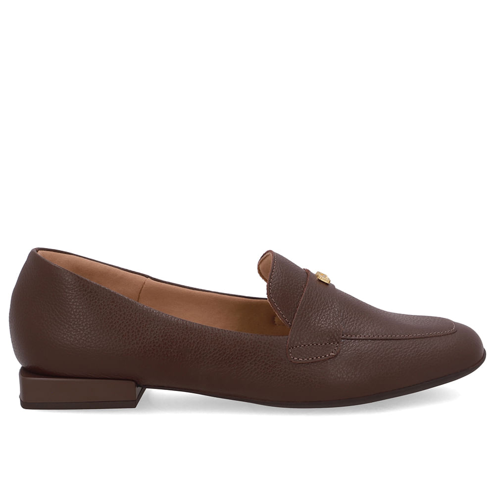 Loafer Marrom Couro Salto Bloco