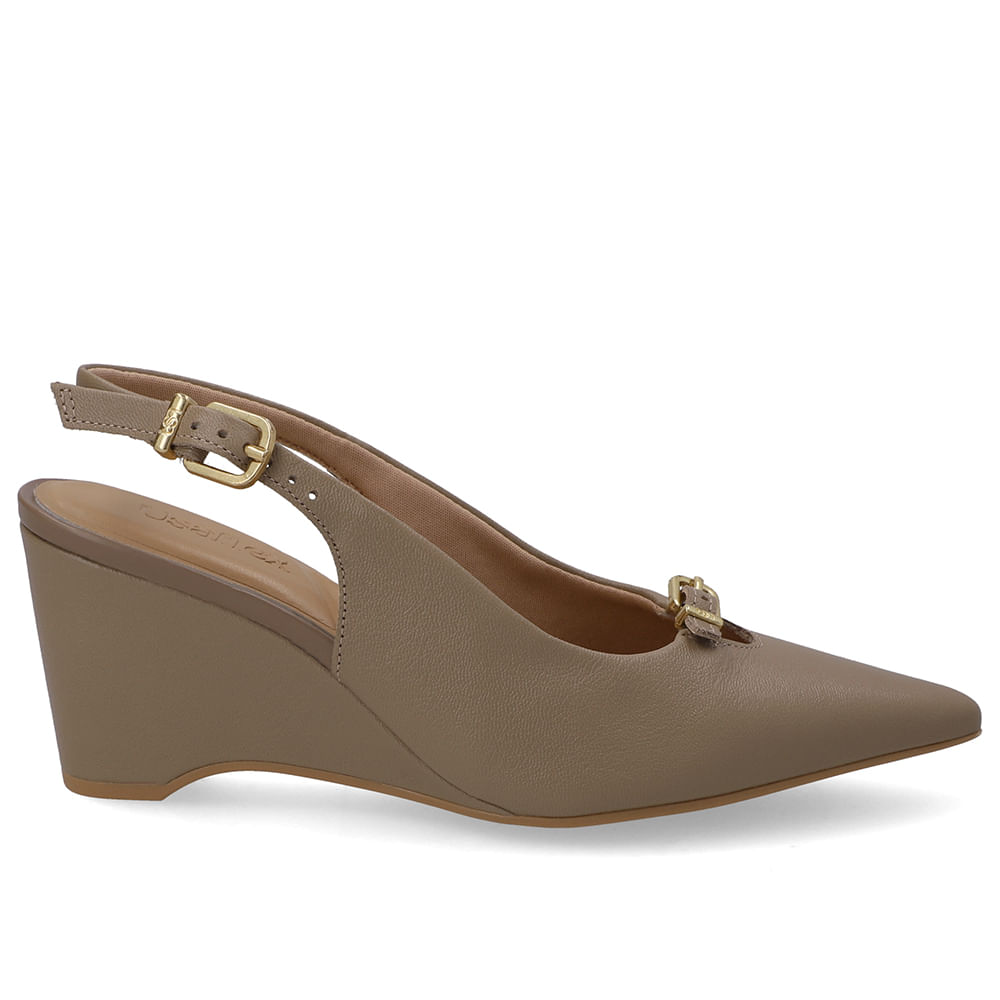 Scarpin Couro Marrom Tira