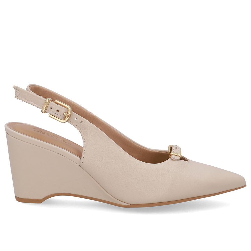 Scarpin Couro Bege Tira