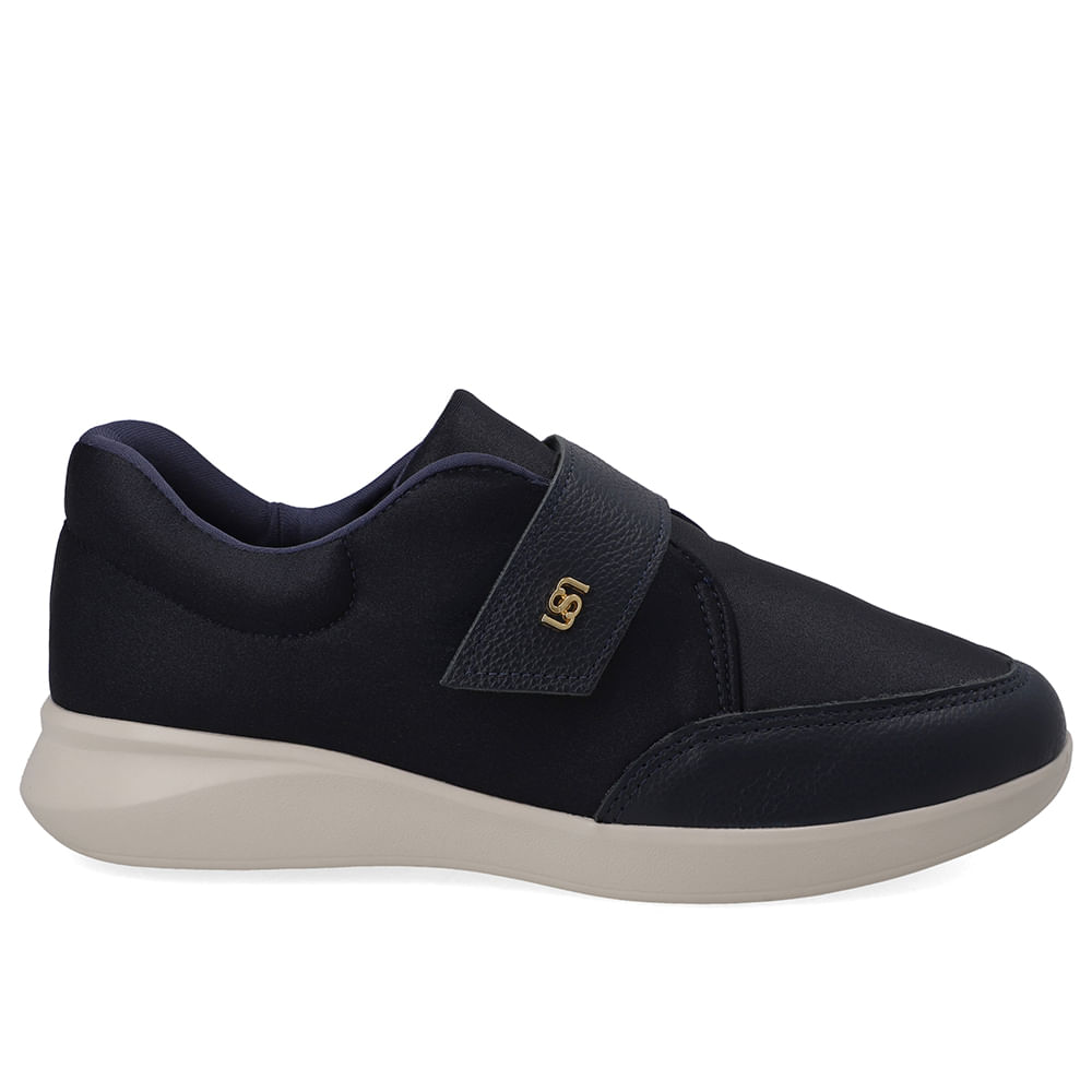 Tênis Tecido Azul Ajuste Fecho-Flex