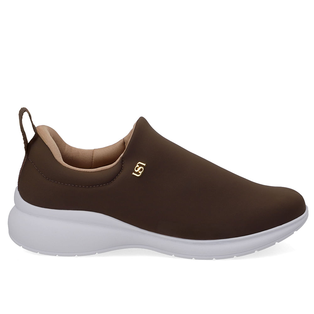 Tênis Slip On Marrom Elastano