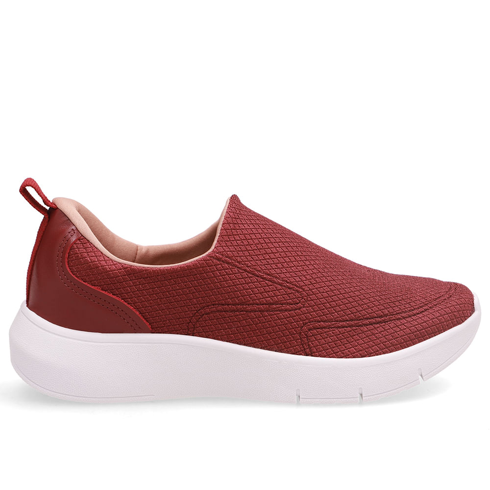 Tênis Vermelho Slip On Em Tecido e Couro