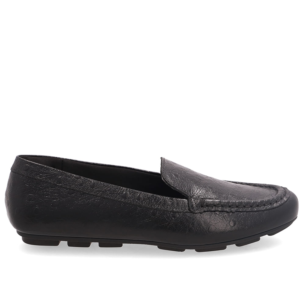 Loafer Em Couro Preto Texturizado
