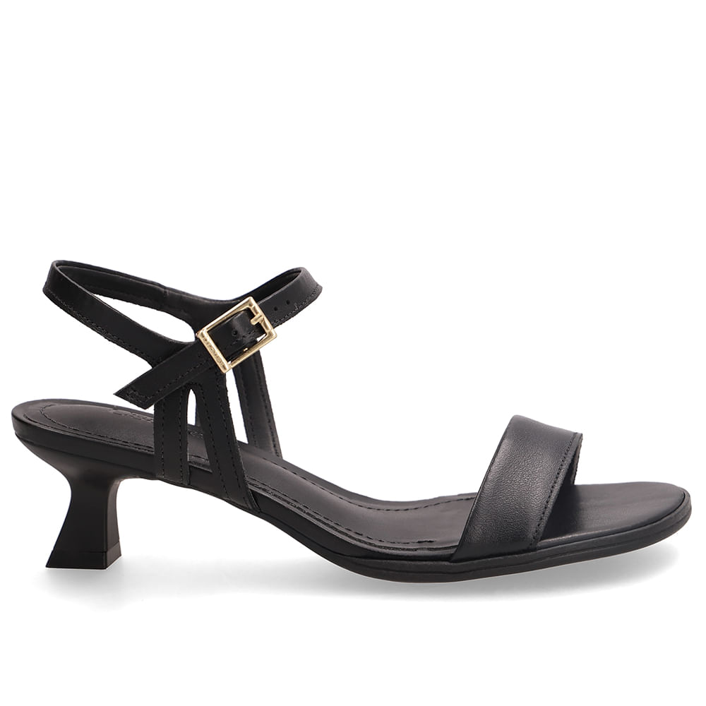Sandália Em Couro Preto Com Salto Kitten Heel