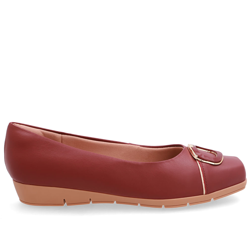 Sapatilha Couro Vermelho Com Enfeite