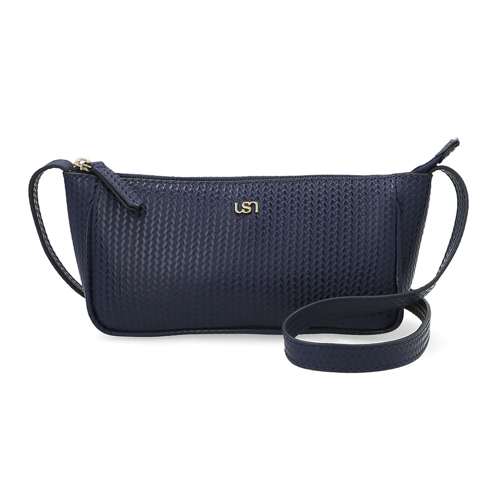 Bolsa Tiracolo Couro Tressê Azul