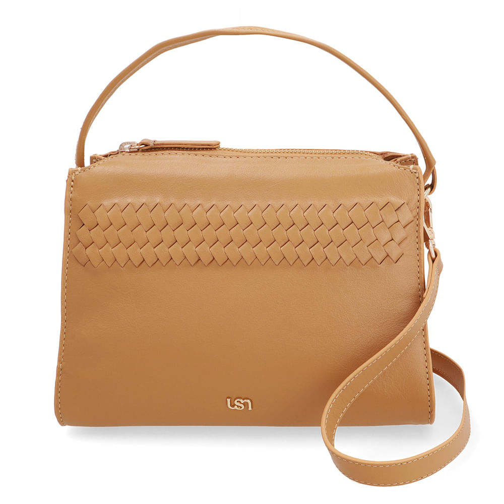 Bolsa Tote Couro Amarela Com Detalhe Tramado