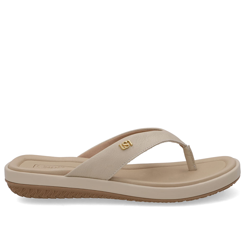 Chinelo Em Couro Bege