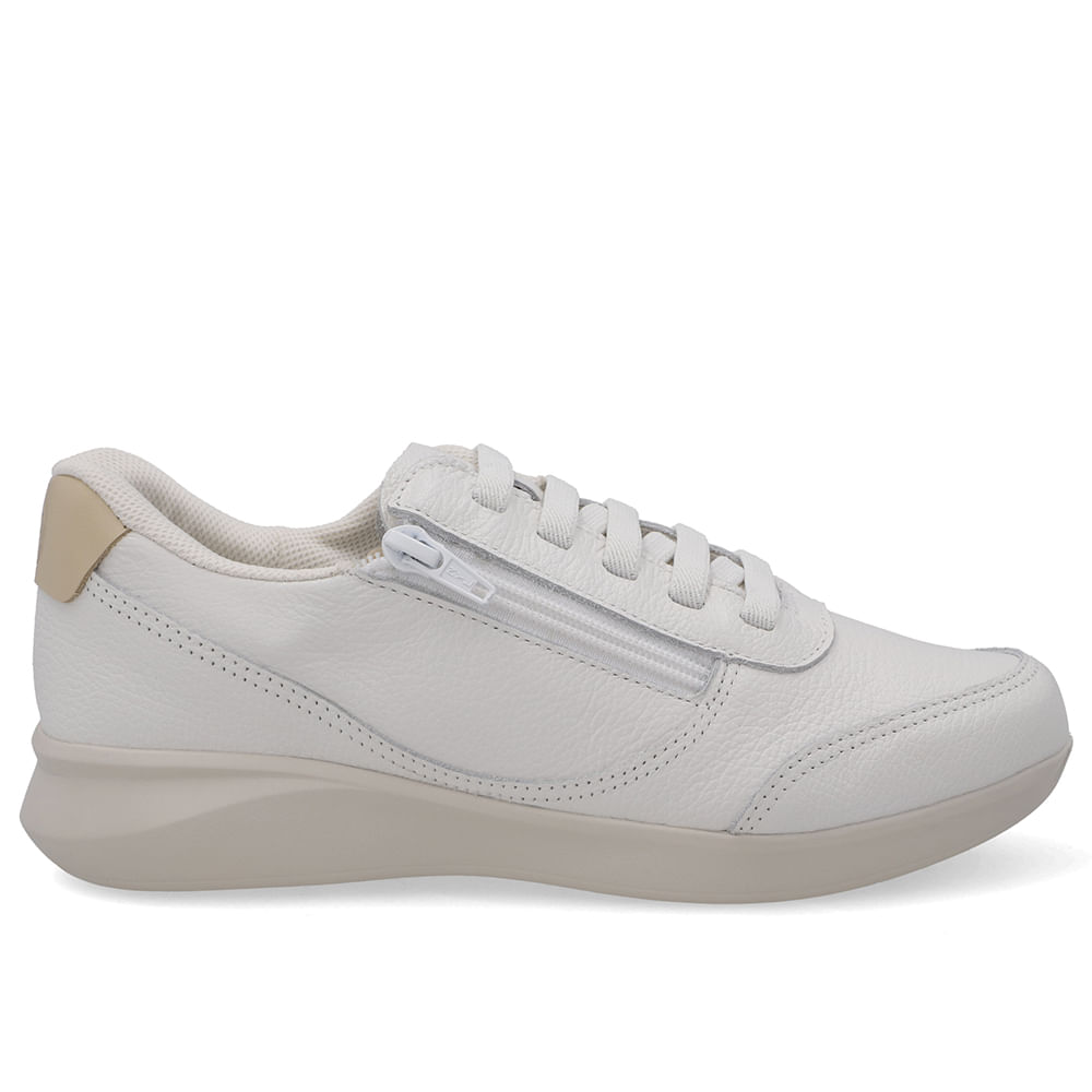 Tênis Em Couro Branco Com Zíper Lateral