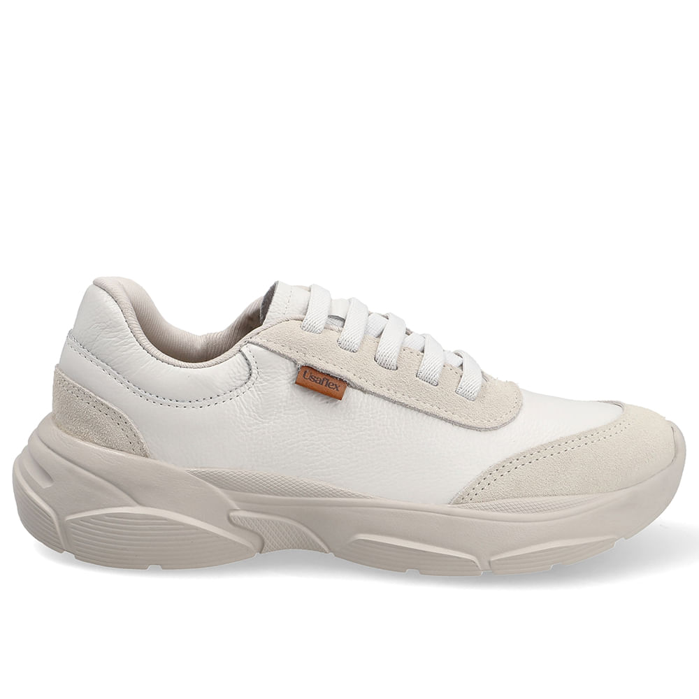 Tênis Casual Em Couro Branco